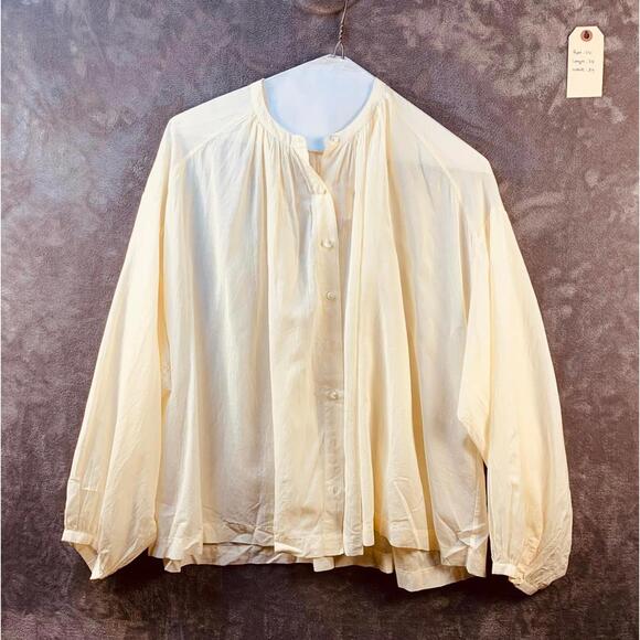 Vintage Doen Lightweight Cream Women's Button-Up Balloon Long Slv Blouse (491) - Picture 1 of 15